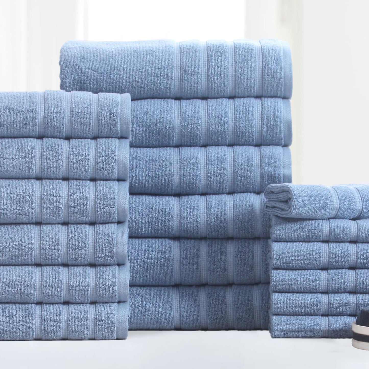 Luxury 18pc Zero Twist Egyptian Cotton Towel Set, Ultra Soft