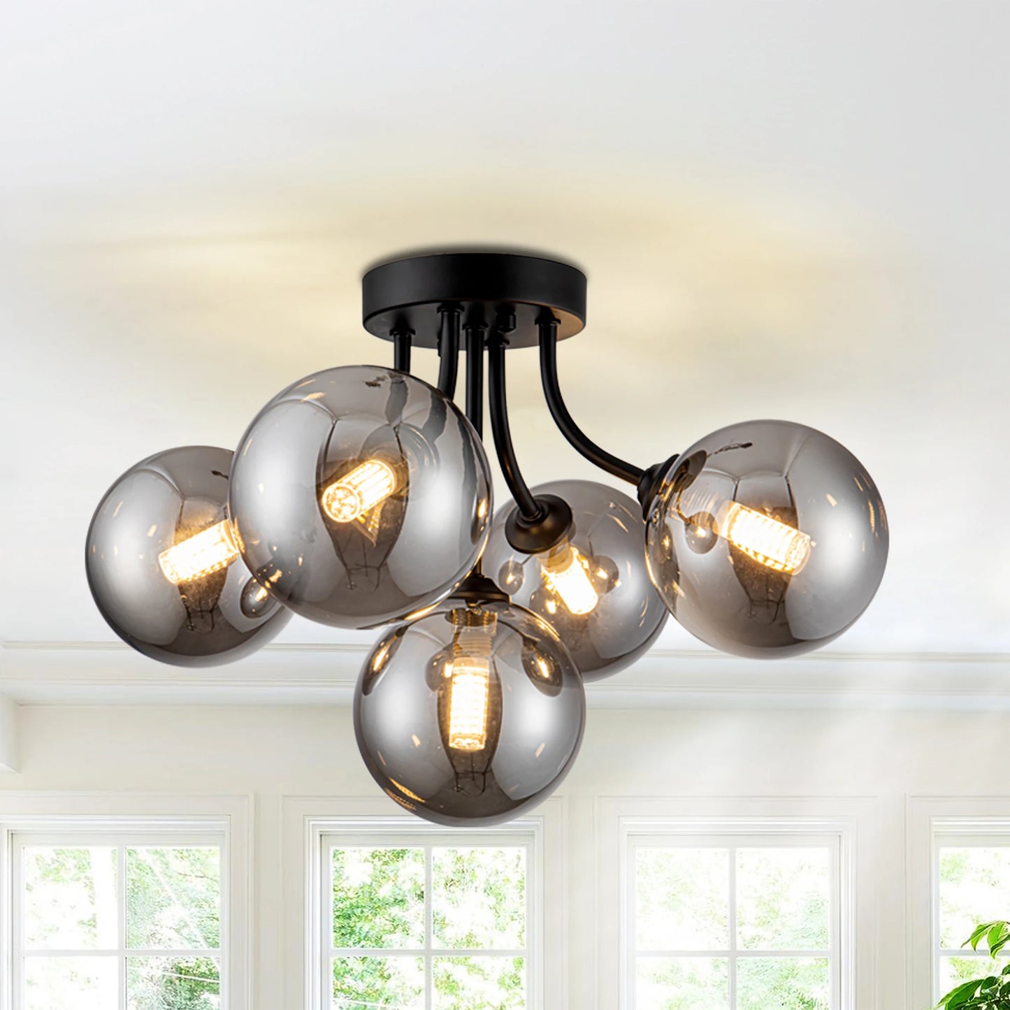 Sputnik Light Fixtures, 5-Bulbs, Semi Flush Mount