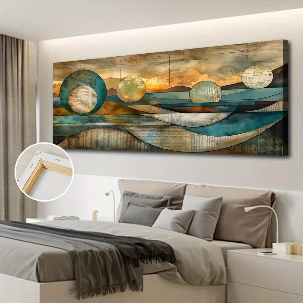 48"x24" Modern Contemporary Art Deco Canvas Wall Art, 1.5" Thick