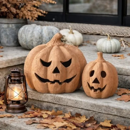 Halloween Decorations,7.5"H Handmade Terracotta Jack O' Lantern