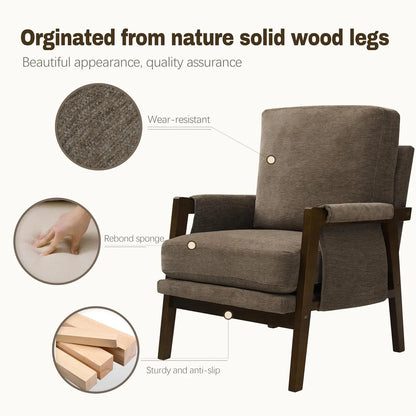 Mid Century Dark Brown Accent Chair for Bedroom & Living Room