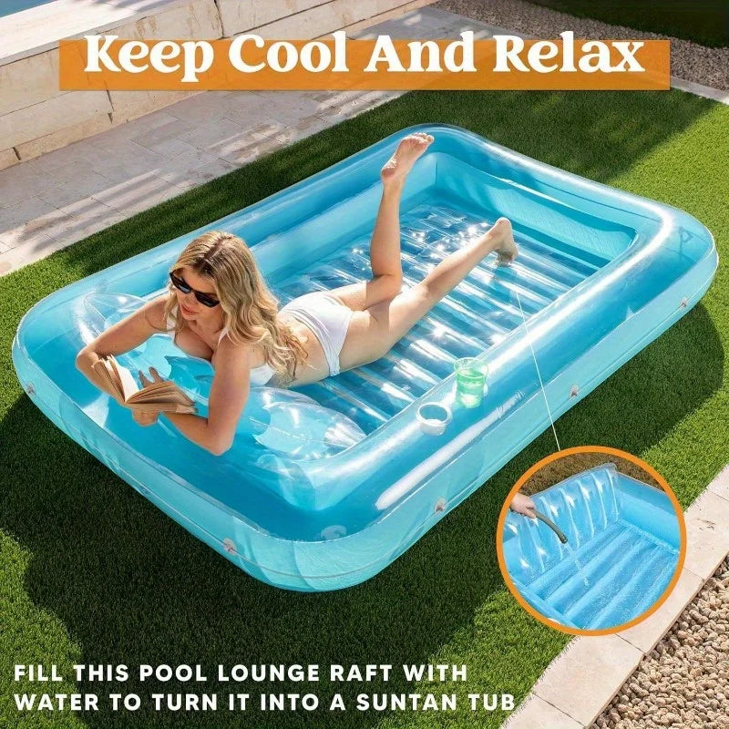 Inflatable Tanning Pool Lounger, Float, 85" x 57"
