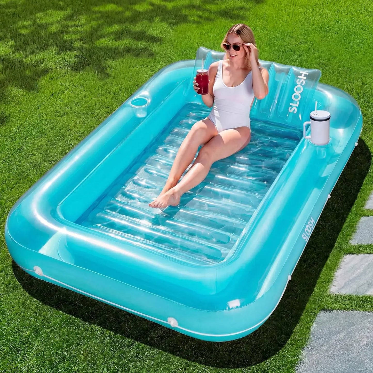 Inflatable Tanning Pool Lounger, Float, 85" x 57"