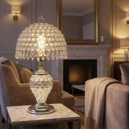 Luxury Crystal Table Light w/Hanging Crystal Sparkle Drops