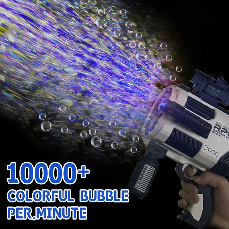 Rechargeable Automatic Bubble Machine Gun w/Colorful Lights