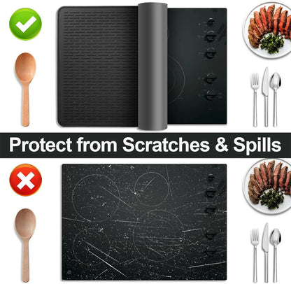 XXL Silicone Stove Top Cover, Glass Cooktop Protector (Black, 28"x20")