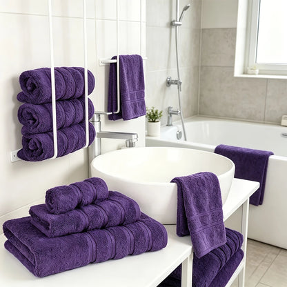 6pc Fade Resistant 100% Cotton Towel Set for Bathroom, Soft and Absorbent