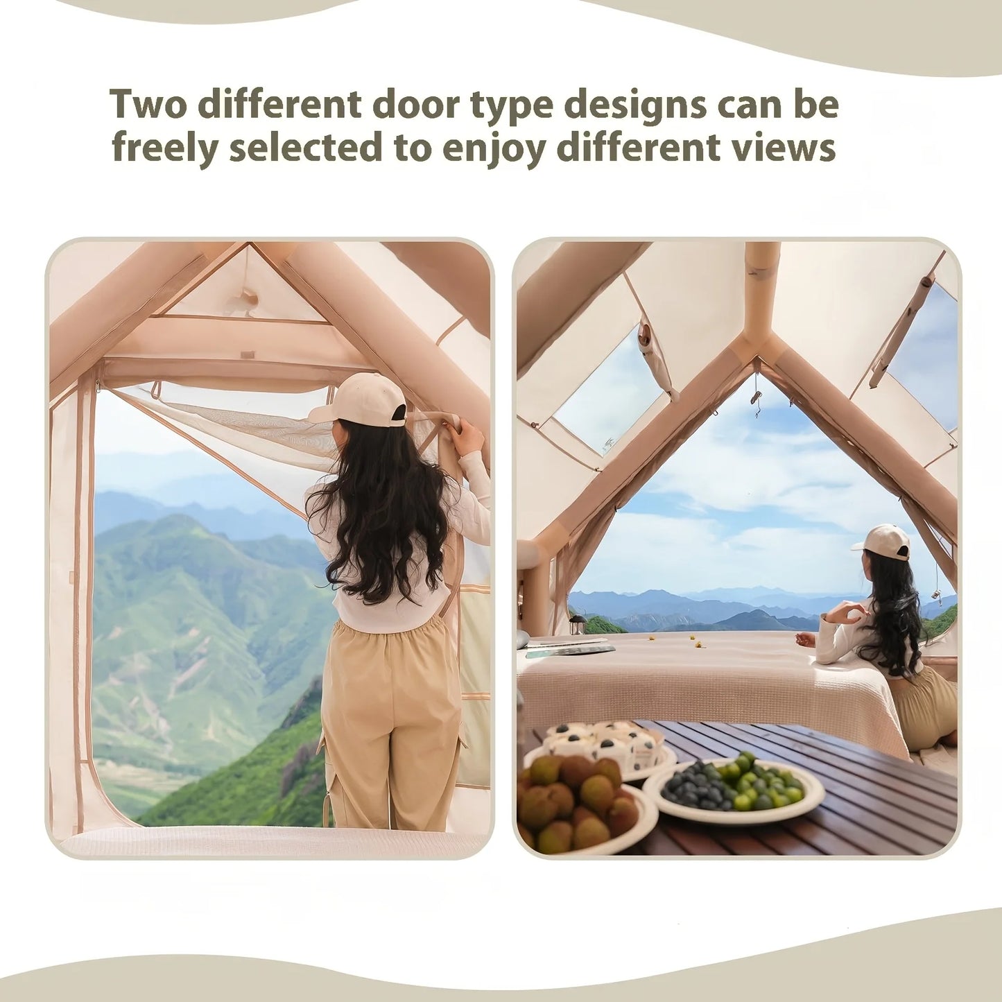Large Inflatable Camping Tent w/Skylight, Air-Flow & Breathable Mesh Design