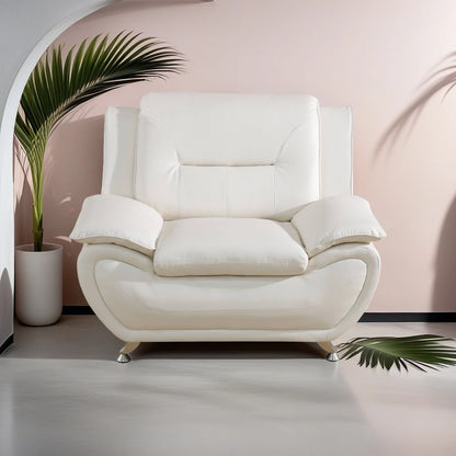 Elegant Compact Sofa, Long-Lasting Quality in White Faux Leather