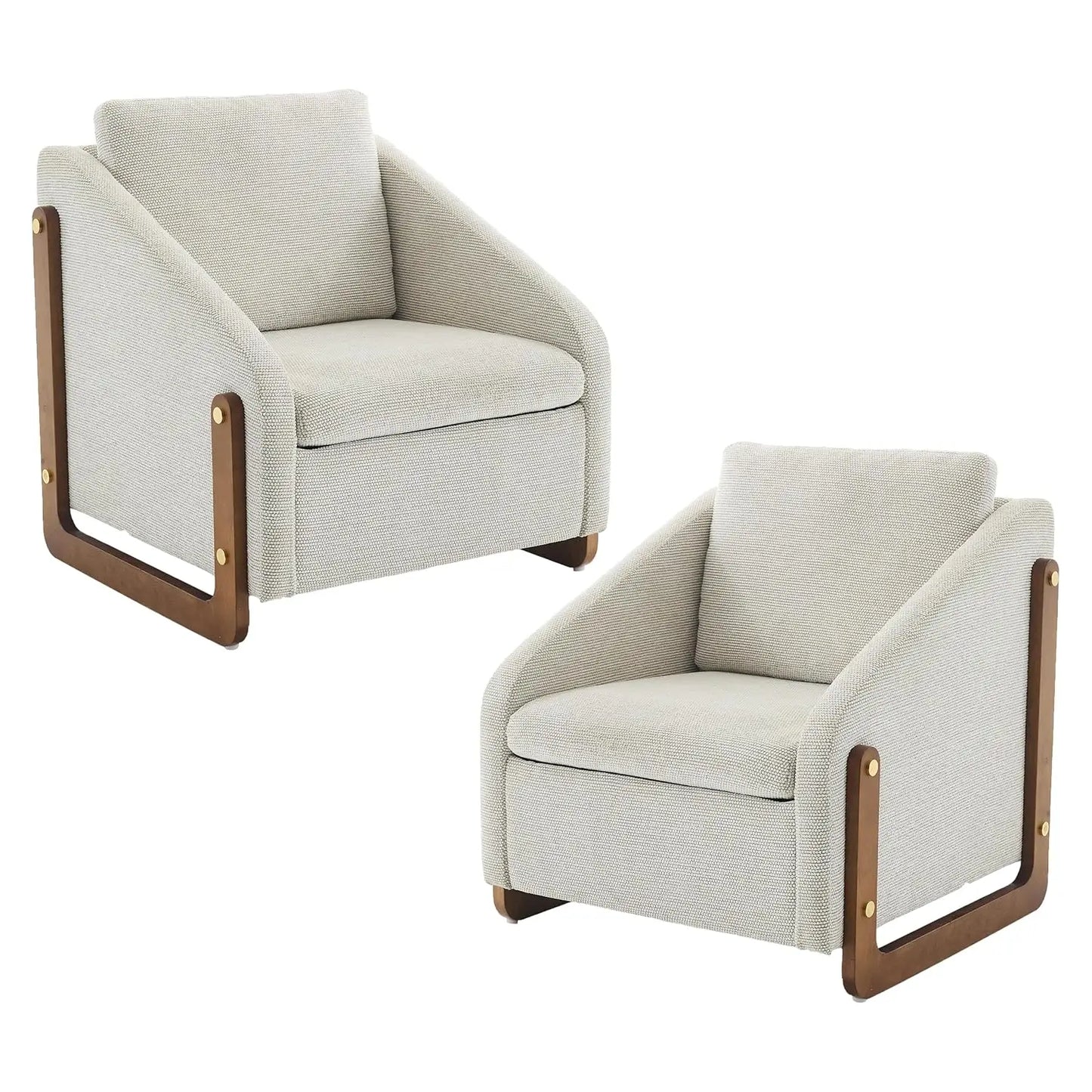 Chenille Fabric Chair w/ Wooden Side Frame, Comfortable Lounge