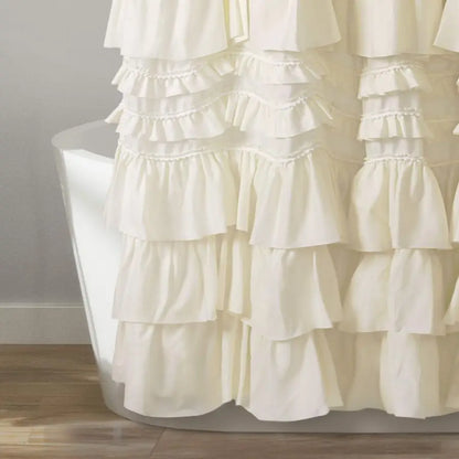 72"x72" Single Ruffled Shower Curtain, Ivory