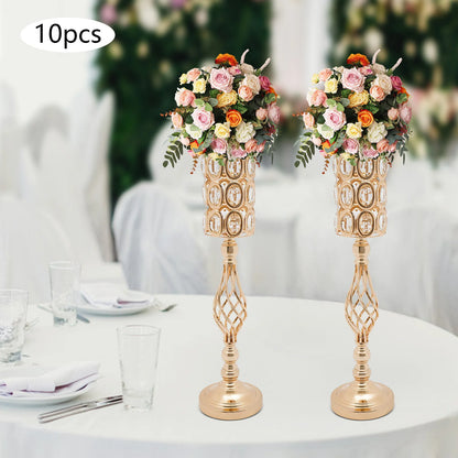 10pc Iron Flower Vases,61cm Gold/Silver Tabletop Vase for Centerpiece
