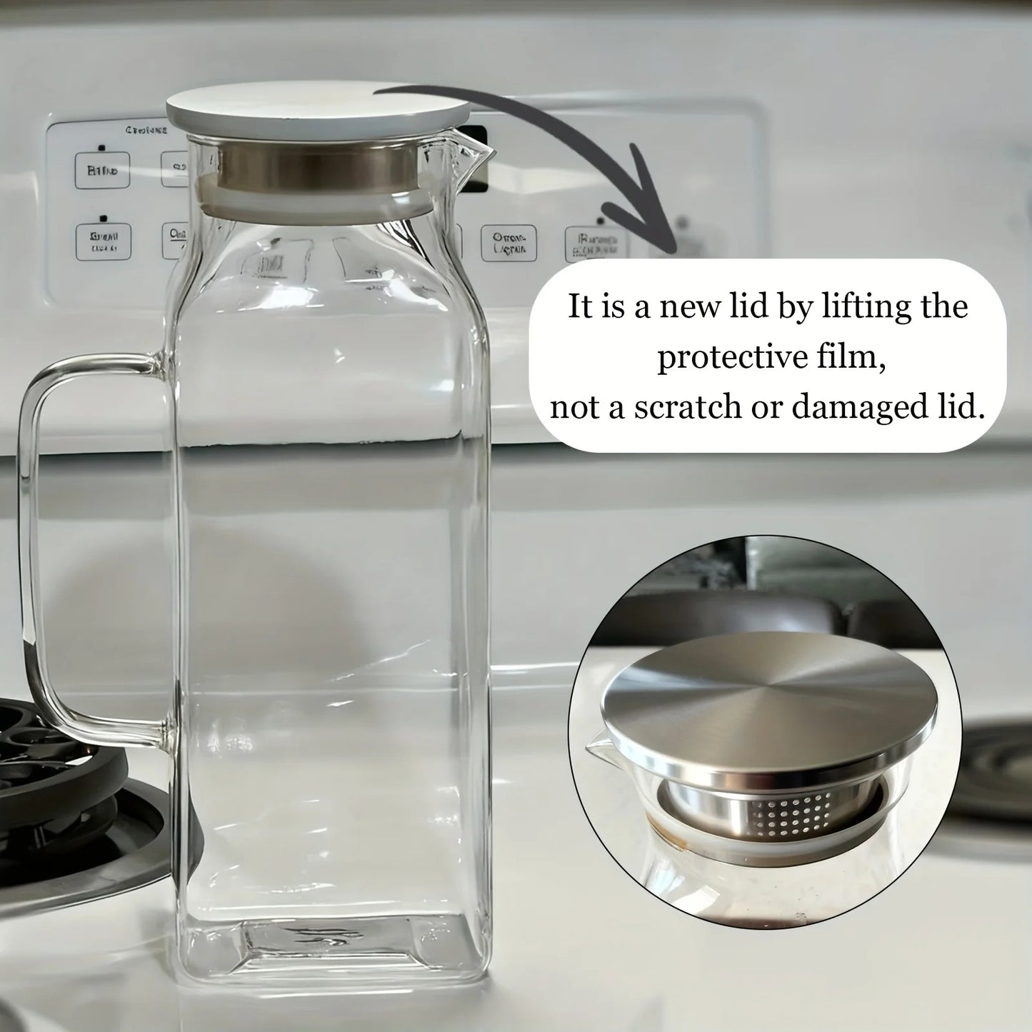 2/4 Pack 2 Liters/68 Oz Square Glass Pitcher w/Lid, Handle