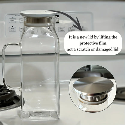 2/4 Pack 2 Liters/68 Oz Square Glass Pitcher w/Lid, Handle