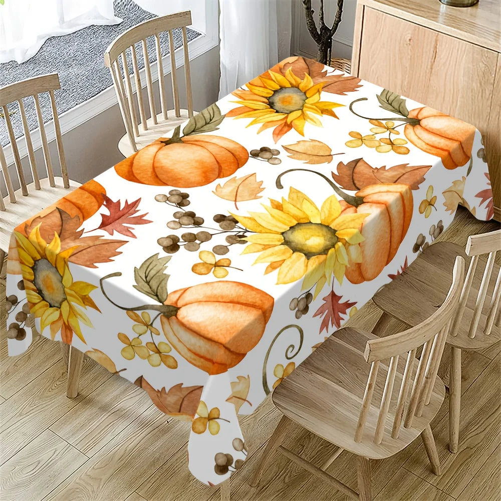 4-sizes Thanksgiving Tablecloth Pumpkin Maple Leaf, Sunflower, Autumn