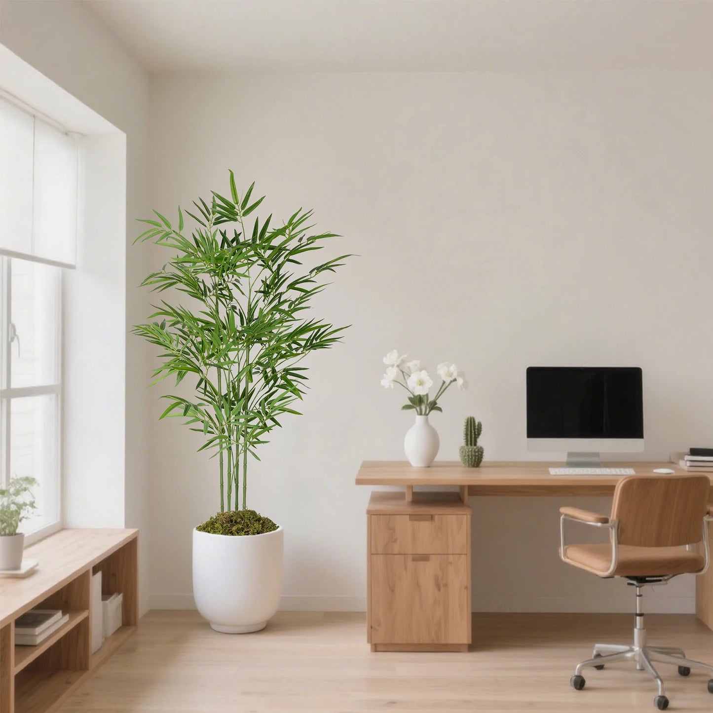 4/5/6ft Tall Artificial Bamboo Tree, Lifelike Leaves