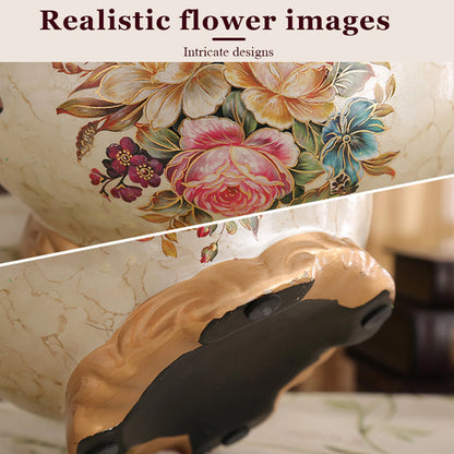 American Style Double Ear Hand Painted Pattern Vase w/Handle