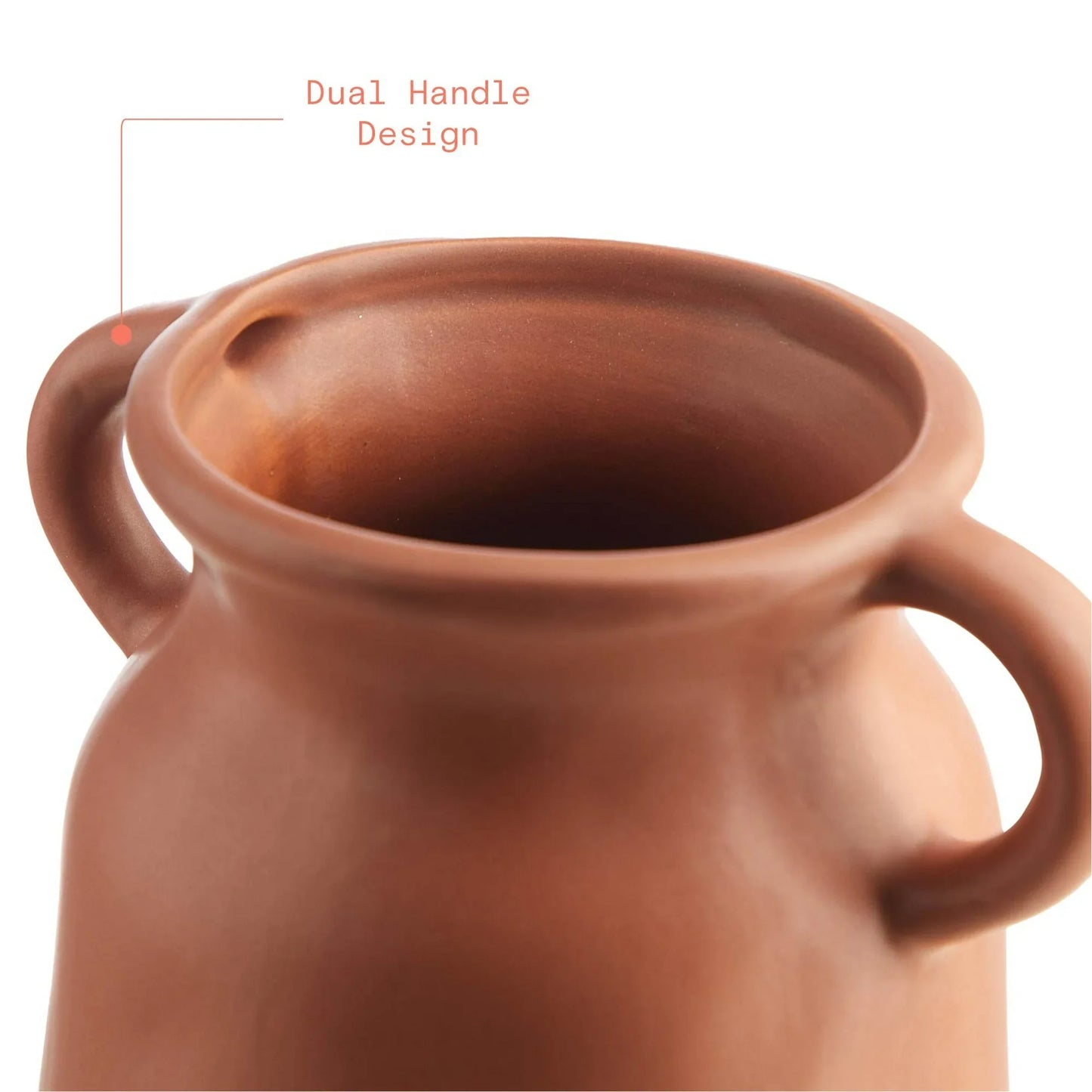Rustic Terracotta Ceramic Farmhouse Flower Vase 8.66" H