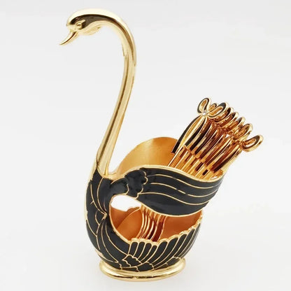 Elegant Swan Tableware Holder, Stainless Steel Spoon and Fork Base