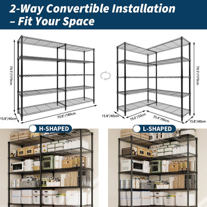 4/5 Tier Heavy Duty Adjustable Metal Pantry Shelving