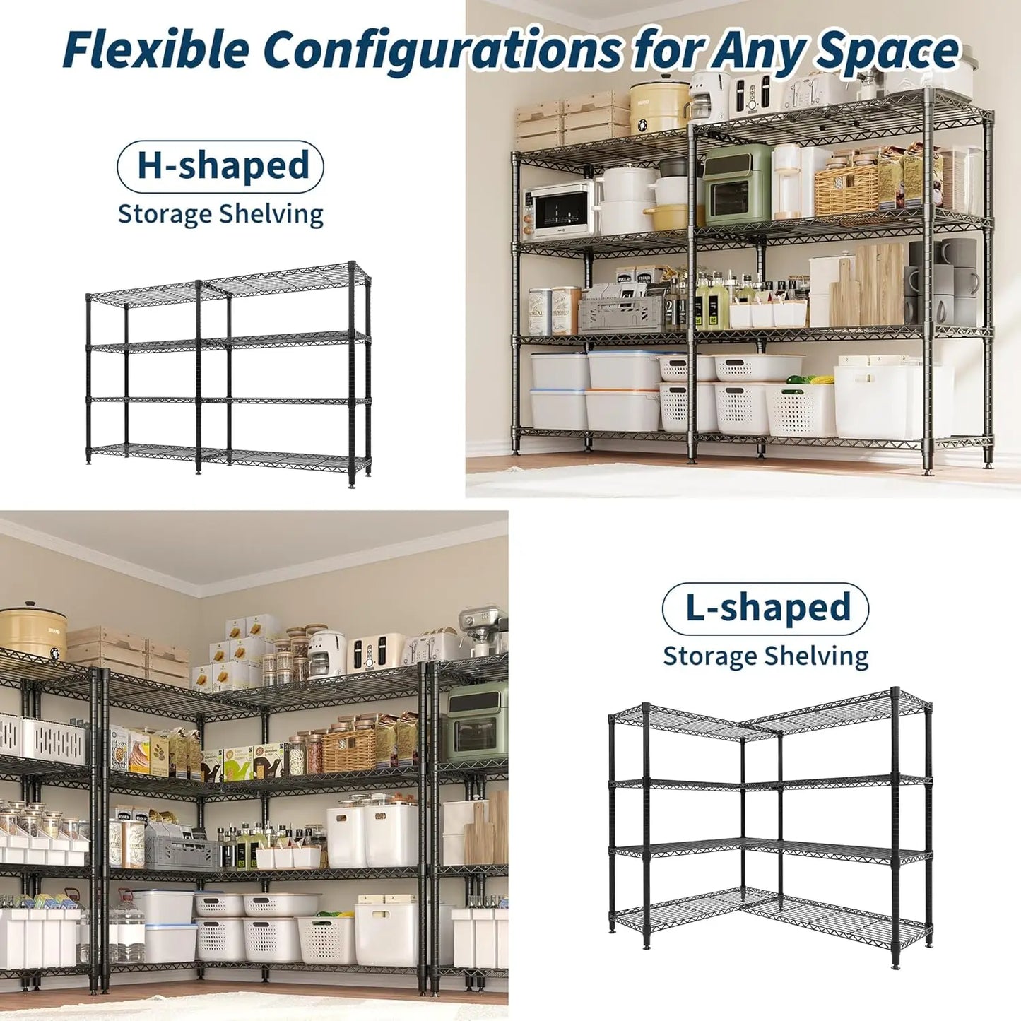 4/5 Tier Heavy Duty Adjustable Metal Pantry Shelving