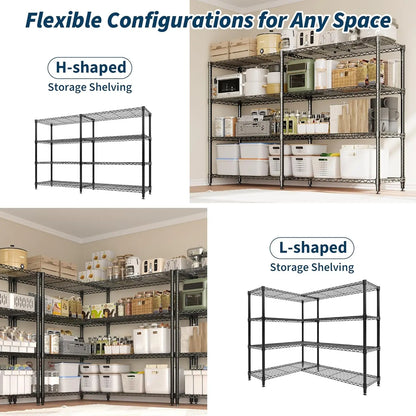 4/5 Tier Heavy Duty Adjustable Metal Pantry Shelving