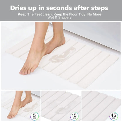 Absorbent Foldable Diatomite Bathmat, Non-Slip, Quick Dry