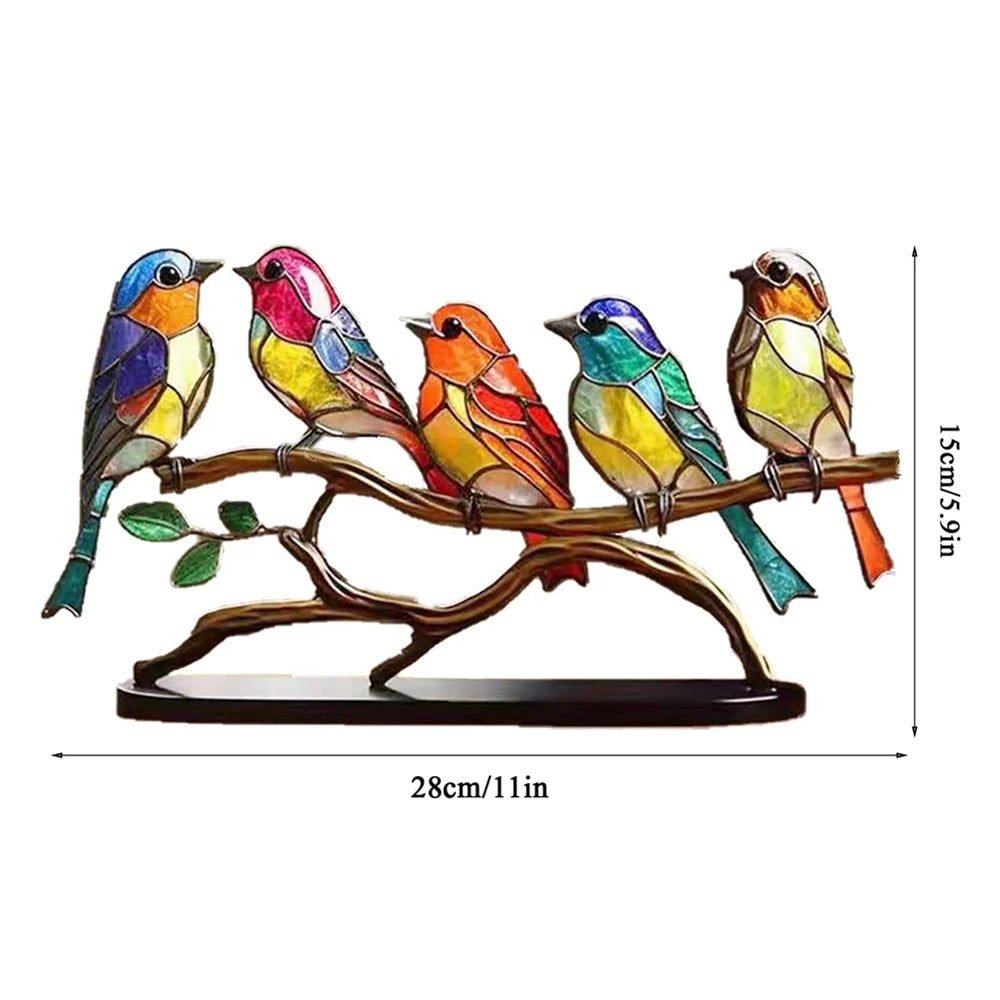 Multi-Colored Glass Birds on Branch. Other Animal Ornaments,