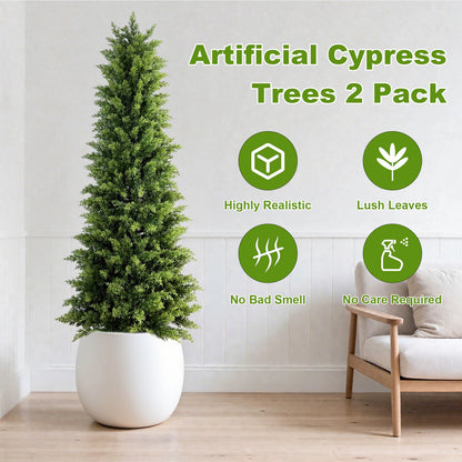 2'-3'-4'-5' Artificial Tall Cypresses Tree, 2pcs