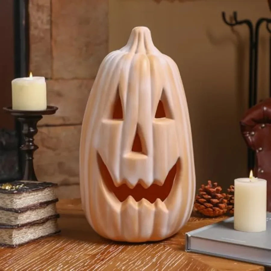 13.4" Large Halloween Faux Pumpkin, Plastic Jack O' Lantern