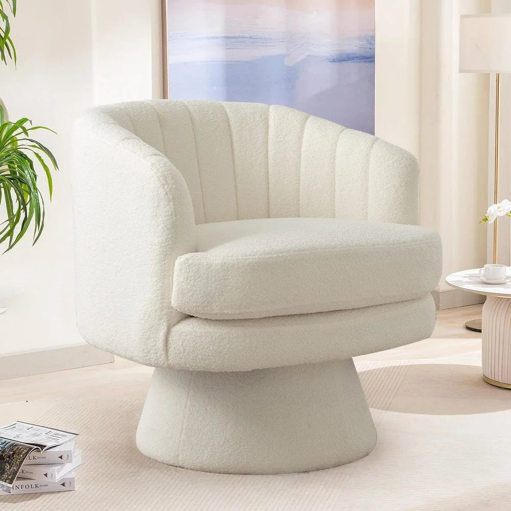 Modern 360 Degree Swivel Barrel Chair w/Curve Back