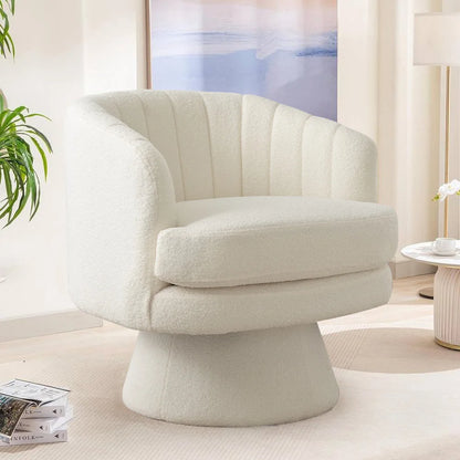 Modern 360 Degree Swivel Barrel Chair w/Curve Back