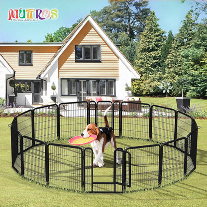 Indoor/Outdoor Foldable Metal Pet Playpen w/Door,