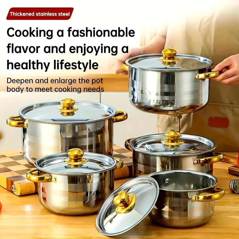5pc Classic Cookware Set, Stainless Steel Pots and Pans