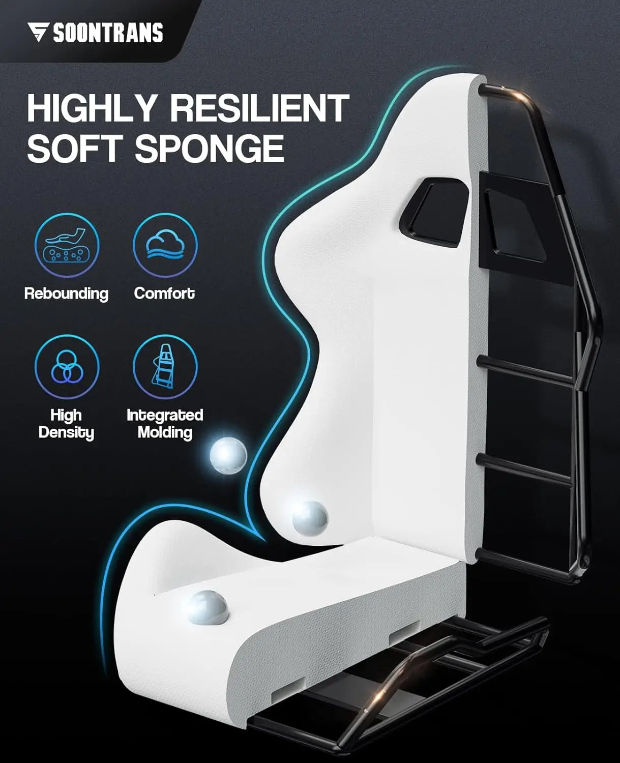 Ergonomic Adjustable Gaming Chair w/Footrest, Headrest, Lumbar Support