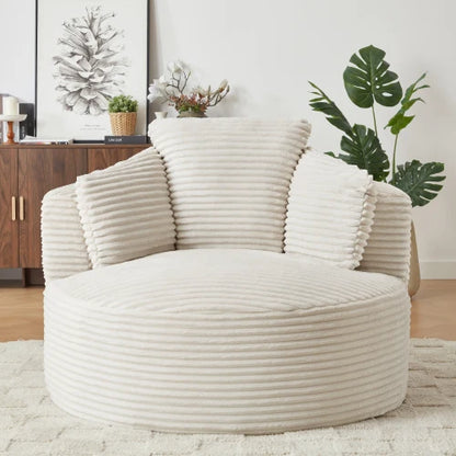 48.8" Round Boneless Chaise Sofa Chair with Backrest and 3 Pillows