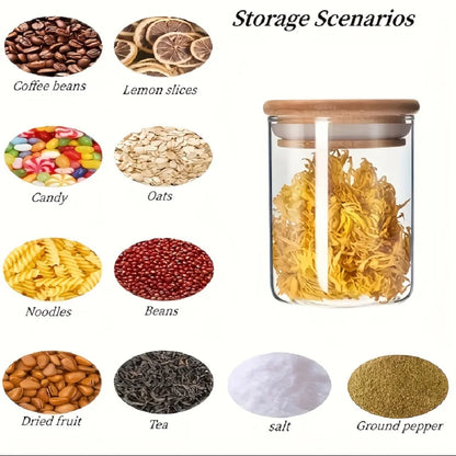12pc Portable Airtight Glass Storage Jar w/ Bamboo Lid