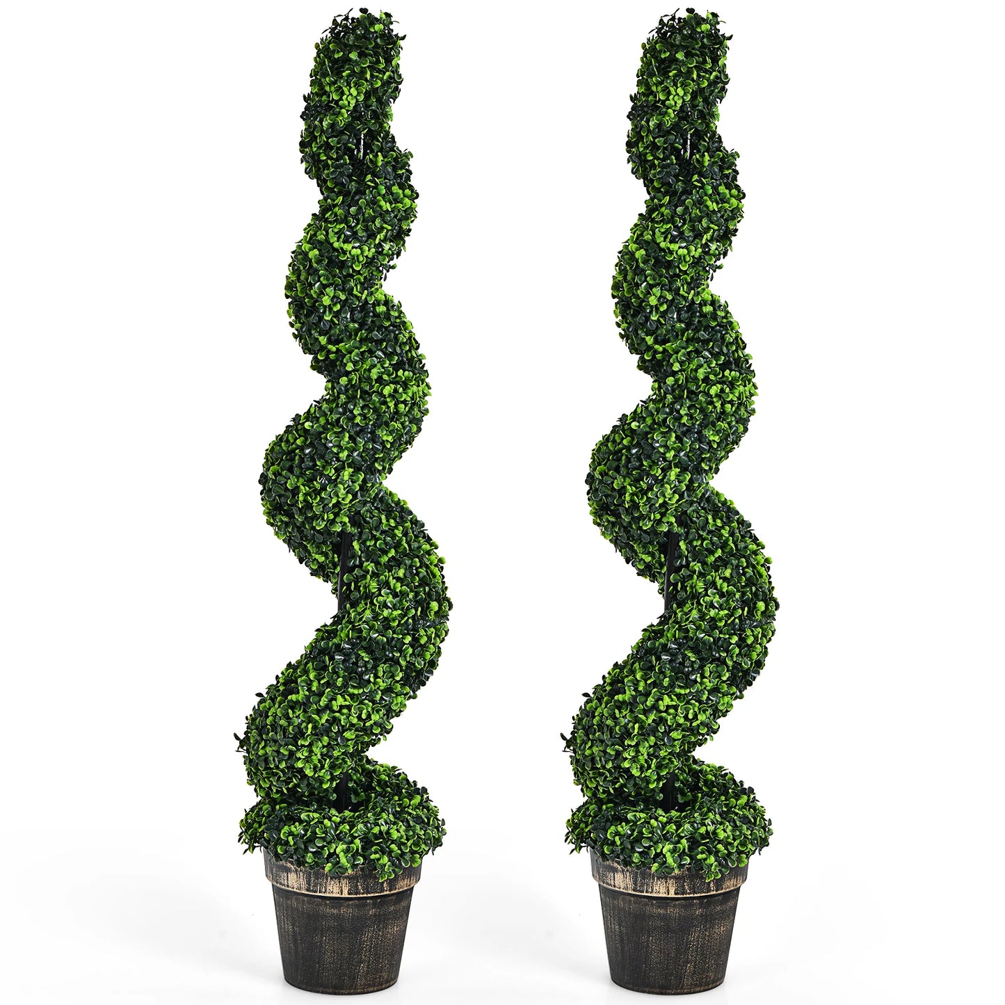 2pk, 4FT Artificial Spiral Boxwood Topiary Tree Indoor/Outdoor