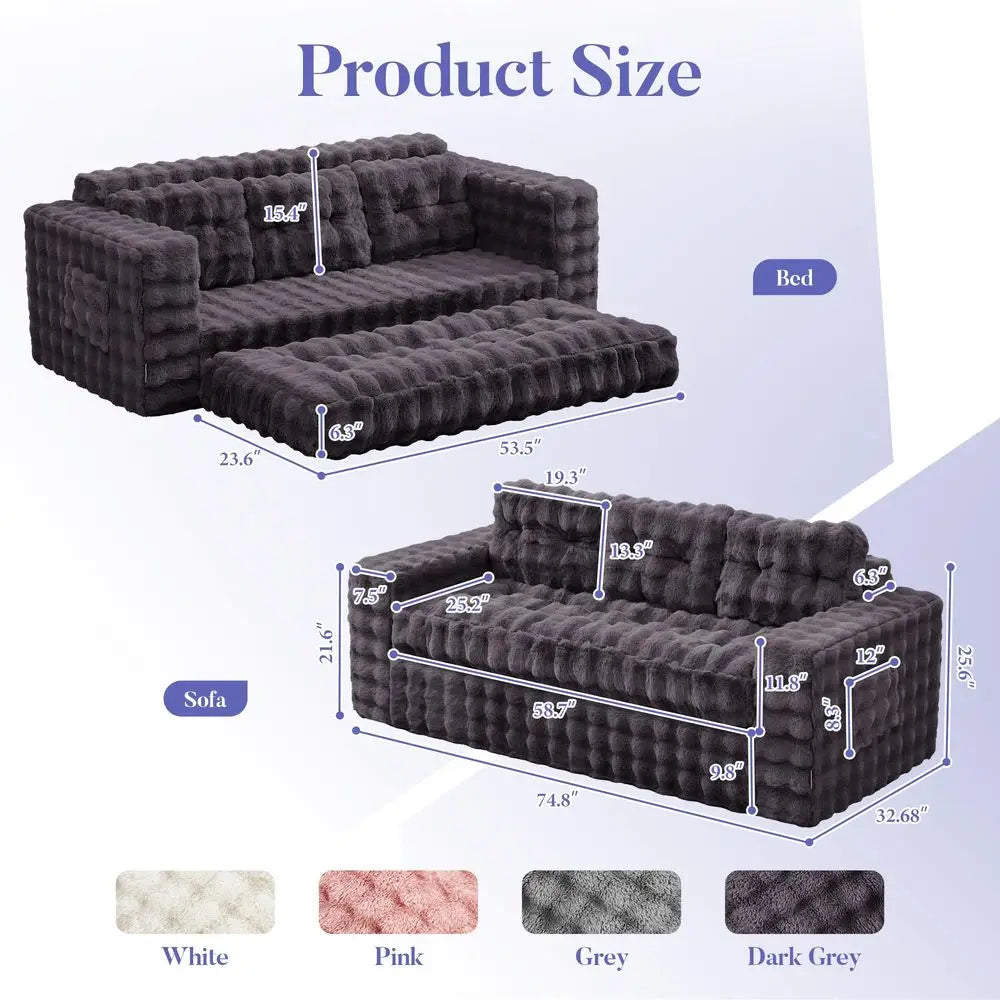 Oversized 3-Seater Boneless Couch w/Tufted Button Design