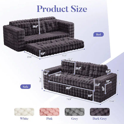 Oversized 3-Seater Boneless Couch w/Tufted Button Design