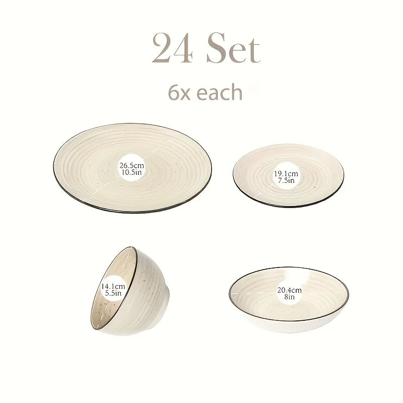 Ceramic Dinnerware, Stoneware Set for 6