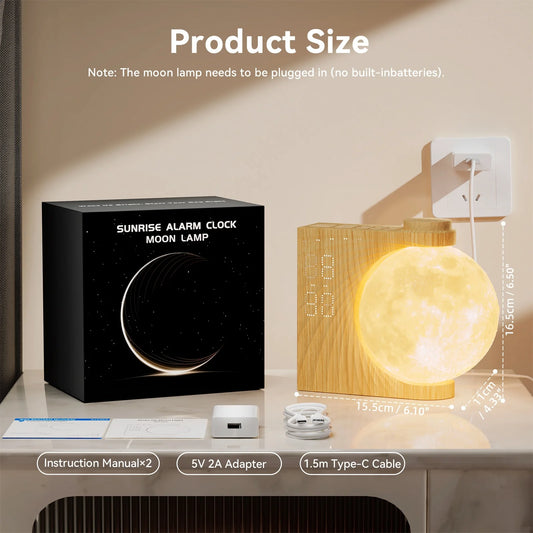 Moon Lamp Night Light Sunrise Alarm Clock