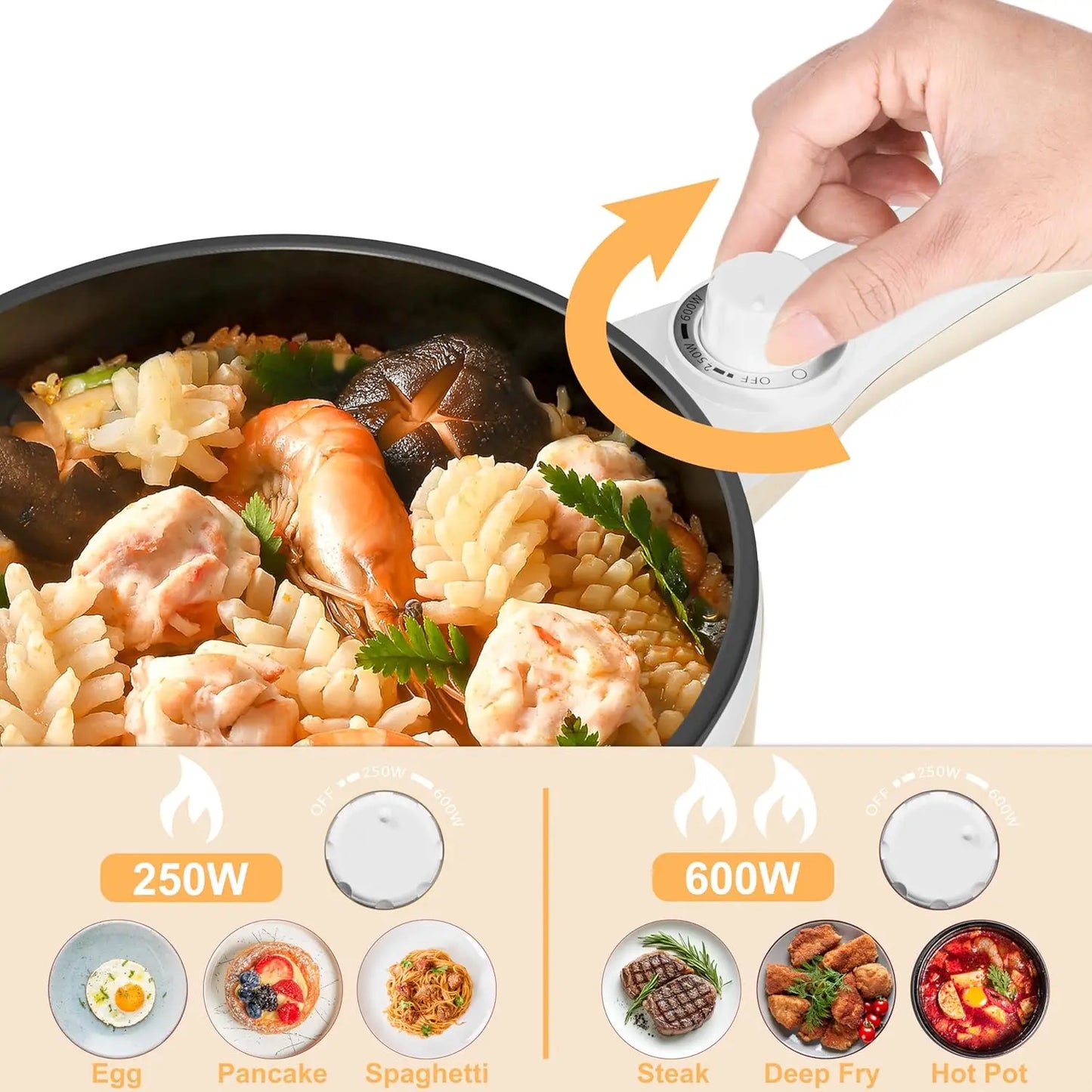 Portable, Multi-food Non-Stick Electric Hot Pot, 1.5L
