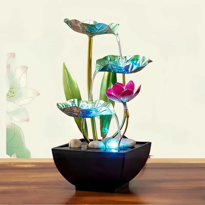 Tabletop Waterfall Fountain w/LED Lights, Meditation, Relaxing