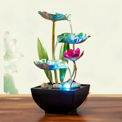 Tabletop Waterfall Fountain w/LED Lights, Meditation, Relaxing