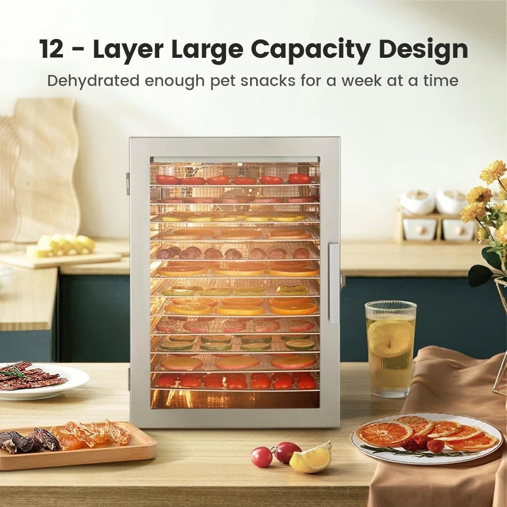 10.9ft² Food Dehydrator Machine, 12 Stainless Steel Trays