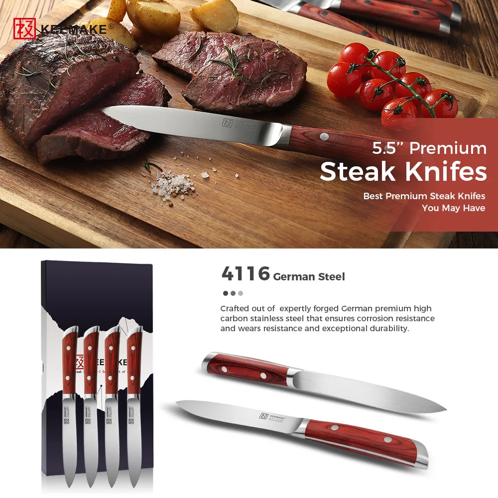 4pc 5.5"Stainless Steel Table Meat Cutting Knife Set, Ultra Sharp