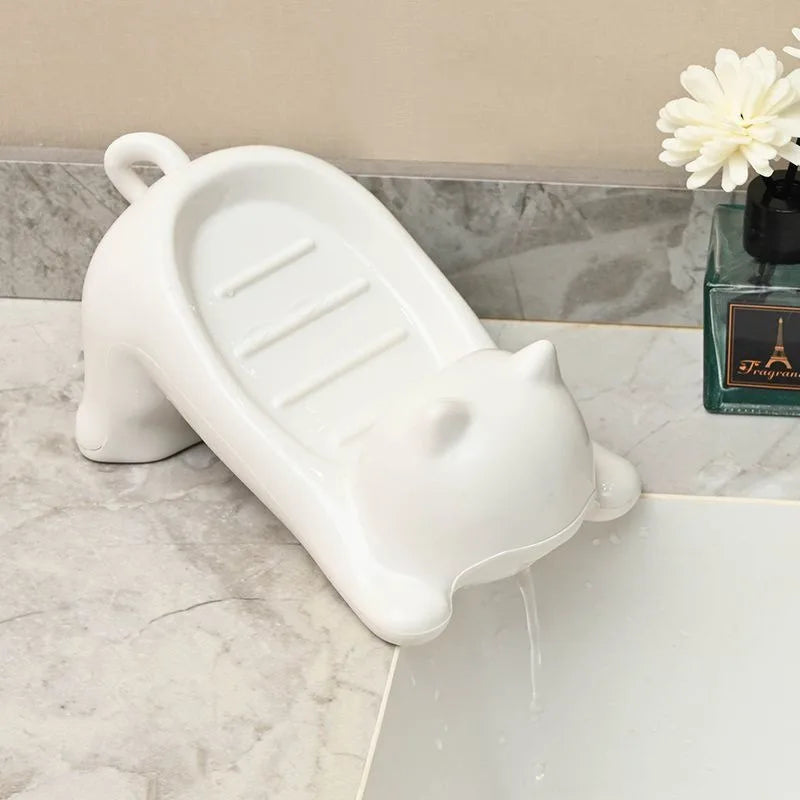 Creative Plastic Cat Soap Box, Easy Draining