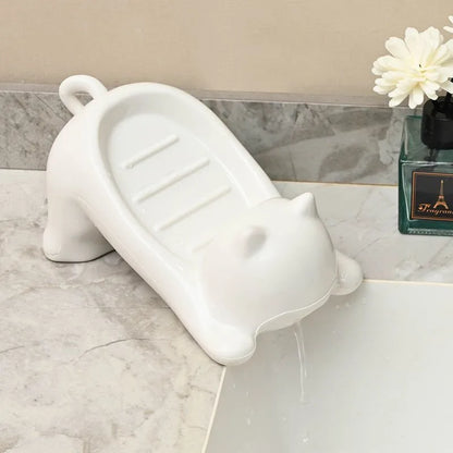 Creative Plastic Cat Soap Box, Easy Draining