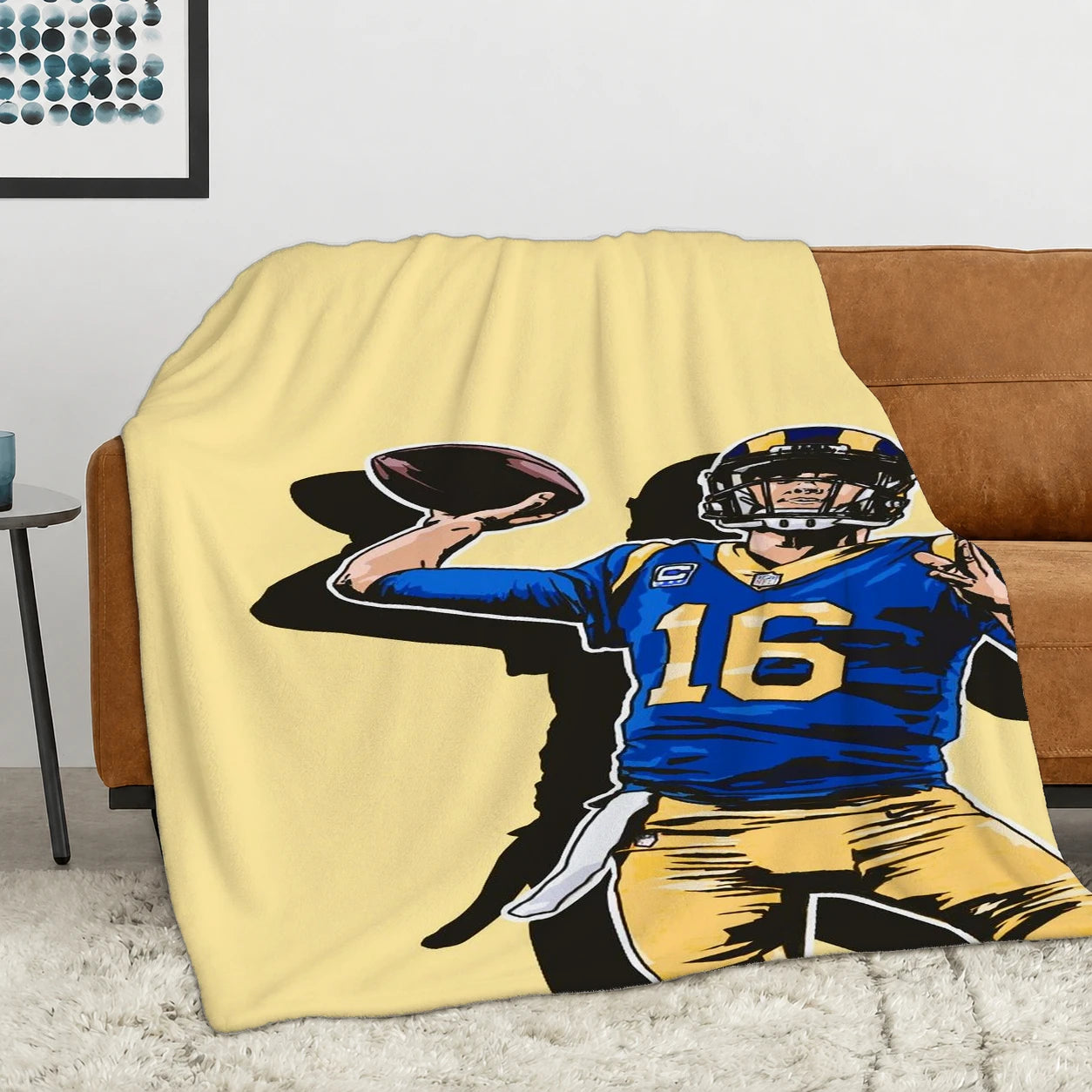 1pc Vintage American Football Player Print Throw Blanket